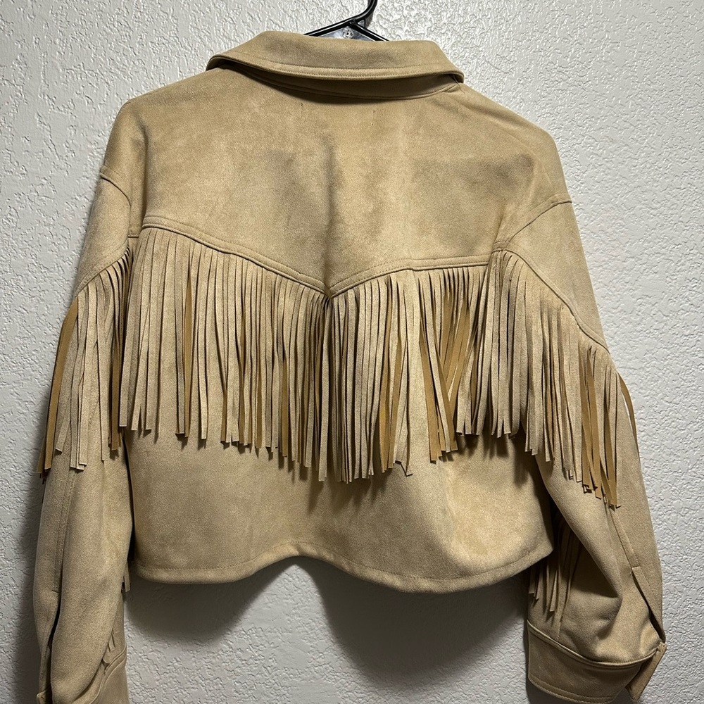 Vintage Forever 21 Tan Fringe Utility Jacket new without tags - Picture 8 of 9